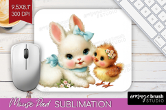 Retro Easter Mouse Pad Sublimation - Cute Animal Mousepad Product Image 1