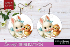 Retro Easter Round Earrings - Cute Animal PNG Sublimation Product Image 1