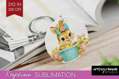 Retro Easter Keychain PNG - Cute Animal Keychain Sublimation Product Image 1