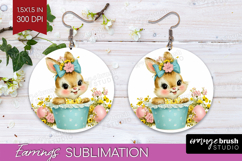 Retro Easter Round Earrings - Cute Animal PNG Sublimation Product Image 1