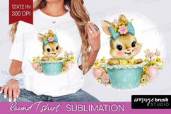 Retro Easter Round Tshirt Background - Cute Animal PNG Product Image 1