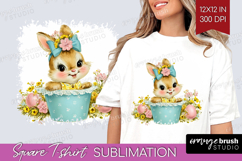 Retro Easter Square Tshirt Background - Cute Animal PNG Product Image 1