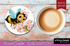 Retro Easter Round Coaster - Cute Animal Coaster PNG Product Image 1