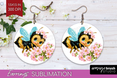 Retro Easter Round Earrings - Cute Animal PNG Sublimation Product Image 1