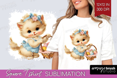 Retro Easter Square Tshirt Background - Cute Animal PNG Product Image 1