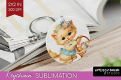Retro Easter Keychain PNG - Cute Animal Keychain Sublimation Product Image 1