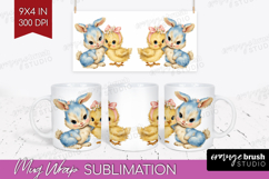 Retro Easter Mug Wrap - Cute Animal Mug PNG Sublimation Product Image 1