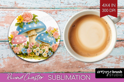 Retro Easter Round Coaster - Cute Animal Coaster PNG Product Image 1