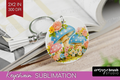 Retro Easter Keychain PNG - Cute Animal Keychain Sublimation Product Image 1