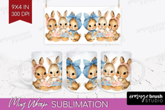 Retro Easter Mug Wrap - Cute Animal Mug PNG Sublimation Product Image 1