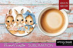 Retro Easter Round Coaster - Cute Animal Coaster PNG Product Image 1