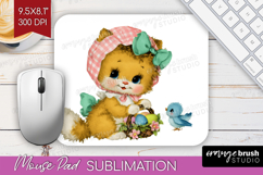 Retro Easter Mouse Pad Sublimation - Cute Animal Mousepad Product Image 1