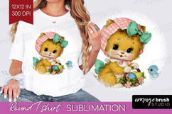 Retro Easter Round Tshirt Background - Cute Animal PNG Product Image 1