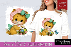 Retro Easter Square Tshirt Background - Cute Animal PNG Product Image 1