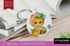 Retro Easter Keychain PNG - Cute Animal Keychain Sublimation Product Image 1