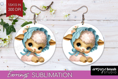 Retro Easter Round Earrings - Cute Animal PNG Sublimation Product Image 1