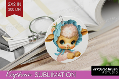 Retro Easter Keychain PNG - Cute Animal Keychain Sublimation Product Image 1