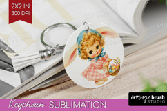 Retro Easter Keychain PNG - Cute Animal Keychain Sublimation Product Image 1