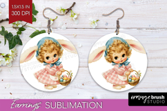 Retro Easter Round Earrings - Cute Animal PNG Sublimation Product Image 1