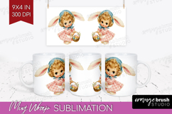 Retro Easter Mug Wrap - Cute Animal Mug PNG Sublimation Product Image 1