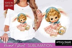 Retro Easter Round Tshirt Background - Cute Animal PNG Product Image 1