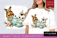 Retro Easter Square Tshirt Background - Cute Animal PNG Product Image 1