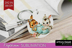 Retro Easter Keychain PNG - Cute Animal Keychain Sublimation Product Image 1