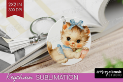 Retro Easter Keychain PNG - Cute Animal Keychain Sublimation Product Image 1