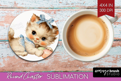 Retro Easter Round Coaster - Cute Animal Coaster PNG Product Image 1