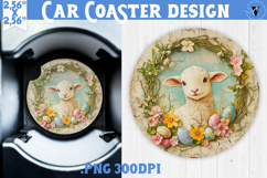 Happy Easter Car Coaster | Cute Lamb | Retro Easter Product Image 1