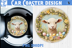 Happy Easter Car Coaster | Cute Lamb | Retro Easter Product Image 1