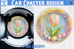 Happy Easter Car Coaster | Easter Tulip | Retro Easter Product Image 1