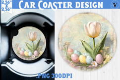 Happy Easter Car Coaster | Easter Tulip | Retro Easter Product Image 1