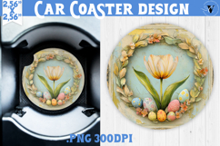 Happy Easter Car Coaster | Easter Tulip | Retro Easter Product Image 1