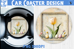 Happy Easter Car Coaster | Easter Tulip | Retro Easter Product Image 1
