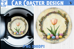 Happy Easter Car Coaster | Easter Tulip | Retro Easter Product Image 1