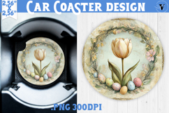 Happy Easter Car Coaster | Easter Tulip | Retro Easter Product Image 1