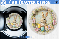 Happy Easter Car Coaster | Cute Bunny | Retro Easter Product Image 1