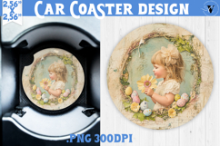 Happy Easter Car Coaster | Easter Girl | Retro Easter Product Image 1