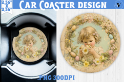 Happy Easter Car Coaster | Easter Girl | Retro Easter Product Image 1