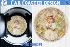 Happy Easter Car Coaster | Easter Girl | Retro Easter Product Image 1