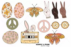 Retro Easter Clipart Bundle Groovy Spring Clipart