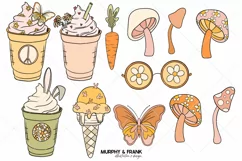 Retro Easter Clipart Bundle Groovy Spring Clipart
