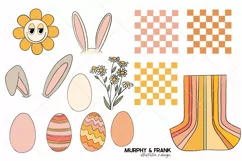 Retro Easter Clipart Bundle Groovy Spring Clipart