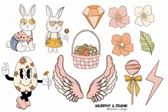 Retro Easter Clipart Bundle Groovy Spring Clipart