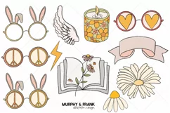 Retro Easter Clipart Bundle Groovy Spring Clipart