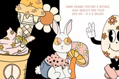 Retro Easter Clipart Bundle Groovy Spring Clipart