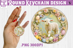 Retro Easter Round Keychain | Easter Lamb Product Image 1