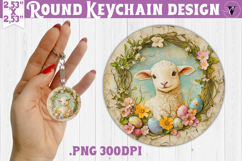 Retro Easter Round Keychain | Easter Lamb Product Image 1
