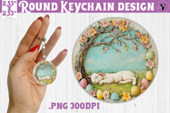 Retro Easter Round Keychain | Easter Lamb Product Image 1